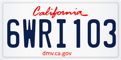 CA license plate 6WRI103