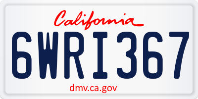 CA license plate 6WRI367