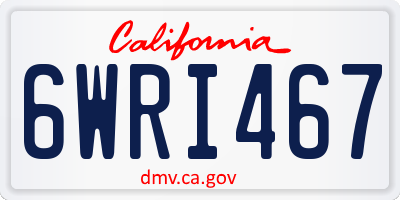 CA license plate 6WRI467