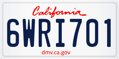 CA license plate 6WRI701