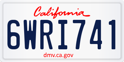 CA license plate 6WRI741