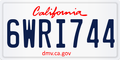CA license plate 6WRI744