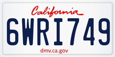 CA license plate 6WRI749