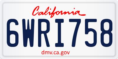 CA license plate 6WRI758