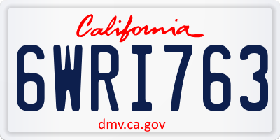 CA license plate 6WRI763