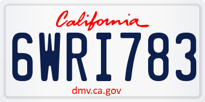CA license plate 6WRI783