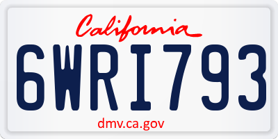 CA license plate 6WRI793