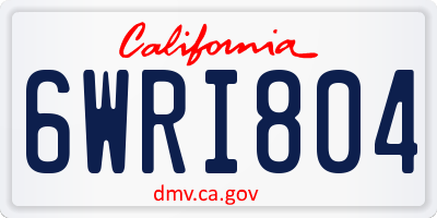 CA license plate 6WRI804