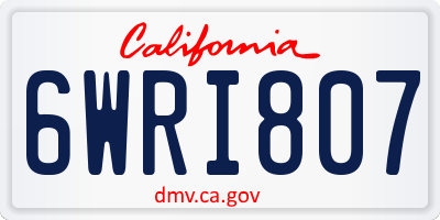 CA license plate 6WRI807