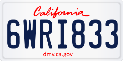 CA license plate 6WRI833