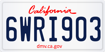 CA license plate 6WRI903