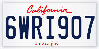 CA license plate 6WRI907
