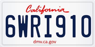 CA license plate 6WRI910