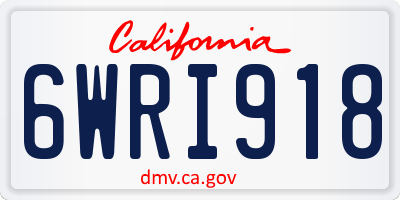 CA license plate 6WRI918