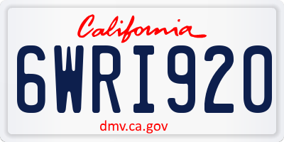 CA license plate 6WRI920