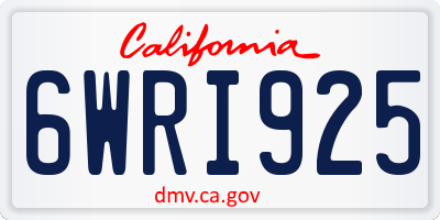 CA license plate 6WRI925