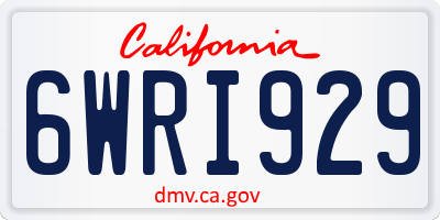 CA license plate 6WRI929