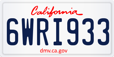 CA license plate 6WRI933