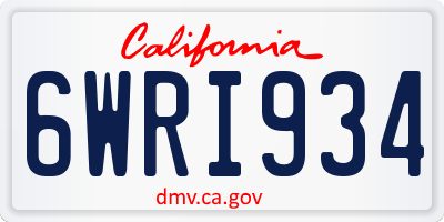 CA license plate 6WRI934