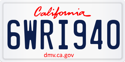 CA license plate 6WRI940
