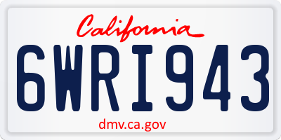 CA license plate 6WRI943