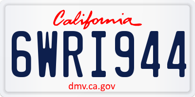 CA license plate 6WRI944