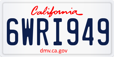 CA license plate 6WRI949