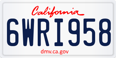 CA license plate 6WRI958