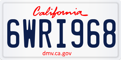 CA license plate 6WRI968