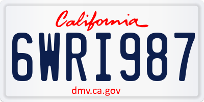 CA license plate 6WRI987