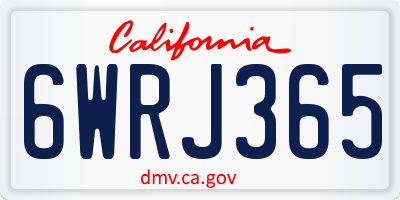 CA license plate 6WRJ365