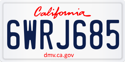 CA license plate 6WRJ685
