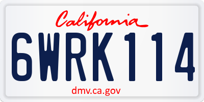 CA license plate 6WRK114