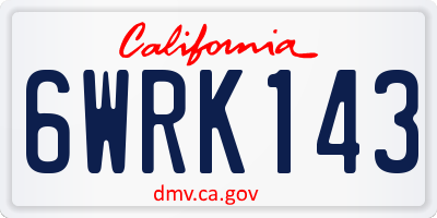 CA license plate 6WRK143