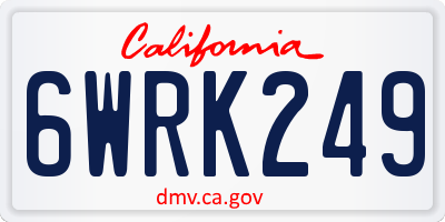 CA license plate 6WRK249