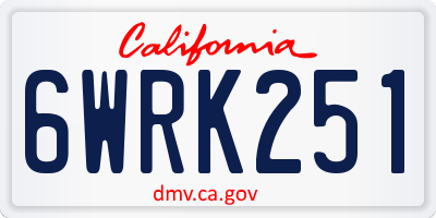 CA license plate 6WRK251
