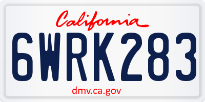 CA license plate 6WRK283