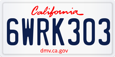 CA license plate 6WRK303