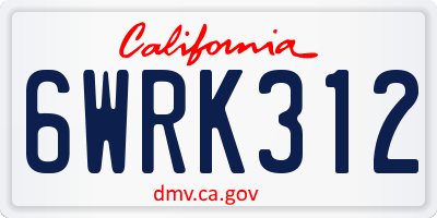 CA license plate 6WRK312