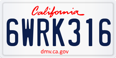CA license plate 6WRK316
