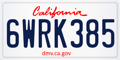 CA license plate 6WRK385