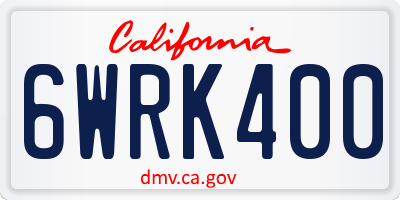 CA license plate 6WRK400