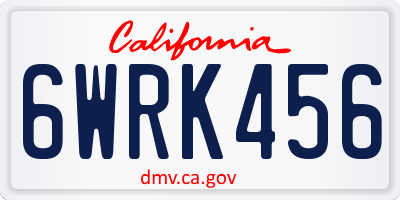 CA license plate 6WRK456