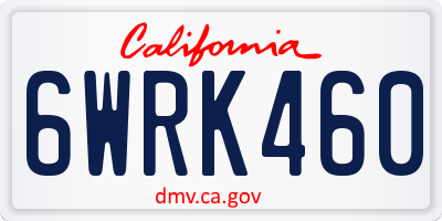 CA license plate 6WRK460