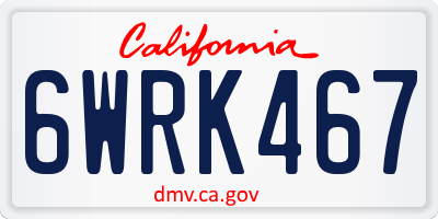 CA license plate 6WRK467