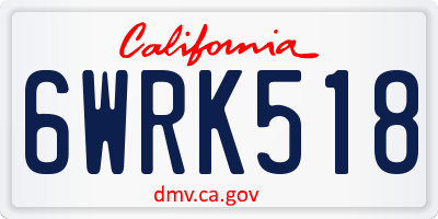 CA license plate 6WRK518