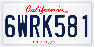 CA license plate 6WRK581