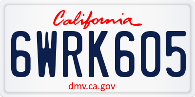 CA license plate 6WRK605