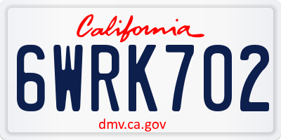 CA license plate 6WRK702