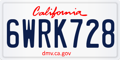 CA license plate 6WRK728